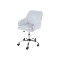 fauteuil chaise de bureau sur roulettes pivotant style rétro en tissu velours gris 04_0001849