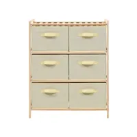 armoire de rangement, étagère de rangement 6 paniers tissu bois de cèdre beige pks90913 meuble pro