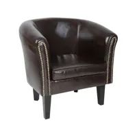 fauteuil chesterfield en synthétique et bois avec éléments décoratifs en cuivre couleur au choix chaise cabriolet meuble de salon marron helloshop26 01_0000096