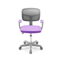 giantex chaise de bureau pour enfant-charge 50 kg-hauteur réglable-dossier ergonomique-siège pivotant à 360° violet