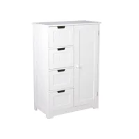 finebuy buffet de salle de bain 56x83x30 cm petit meuble de rangement blanche  armoire style campagne avec tiroir et porte  commode étagère