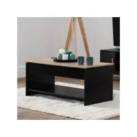 table basse avec plateau relevable noire et bois hedda