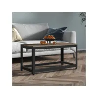 table basse table de salon  bout de canapé gris et noir 90x45x45 cm mdf et fer meuble pro frco45665