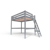 lit mezzanine bois avec échelle sylvia 140x200 gris aluminium sylvia140ech-ga
