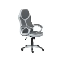 quantik - fauteuil de bureau simili gris clair et tissu gris