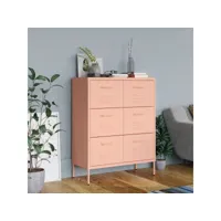 armoire à tiroirs rose 80x35x101,5 cm acier