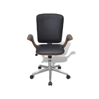 fauteuil chaise chaise de bureau rotative en bois cintré avec revêtement en faux cuir helloshop26 0502045