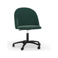 chaise de bureau rembourrée - velours - evelyne vert foncé