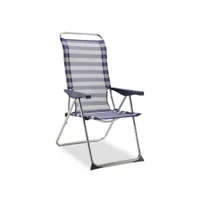 chaise de plage pliante solenny 5 positions dossier anatomique bleu et blanc