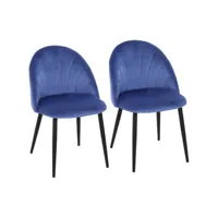 lot de 2 chaises velours art déco bettystown bleues