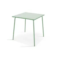 table de jardin carrée en métal vert sauge 70cm - palavas