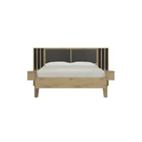 lit double rivoli avec tables de chevet et éclairage  140 x 190 cm  artisan oak design