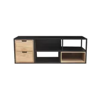 meuble tv en bois manguier massif et métal noir l140 cm jaipur