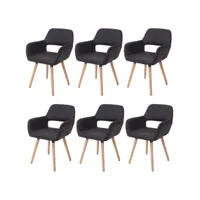 6x chaise de salle à manger hwc-a50 ii, fauteuil, design rétro des années 50 ~ similicuir, marron