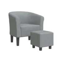 fauteuil salon - fauteuil cabriolet avec repose-pied gris clair tissu 70x56x68 cm - design rétro best00001430330-vd-confoma-fauteuil-m05-299