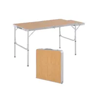 table pliante table de camping table de jardin avec rallonge hauteur réglable aluminium mdf imitation bambou