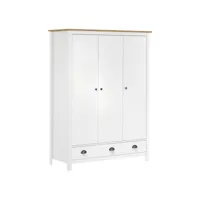 armoire de dressing - garde-robe à 3 portes hill blanc 127x50x170 cm bois pin solide