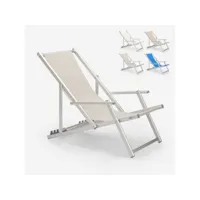 chaise longue de plage avec accoudoirs en aluminium riccione gold lux beach and garden design