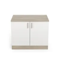 meuble bas de cuisine 100 cm blanc-chêne - abinci - l 100 x l 60 x h 85 cm