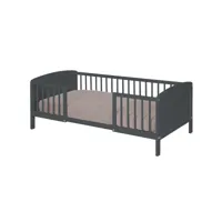 lit enfant avec barrières peyo   gris 70x140 cm