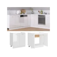 armoire de plancher, meuble bas cuisine, armoire rangement de cuisine évier blanc brillant 80x46x81,5cm aggloméré pewv21549 meuble pro