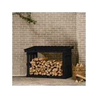 support pour bois de chauffage porte-bûches - abri de stockage pour jardin - noir 108x64,5x77 cm bois de pin meuble pro frco56798