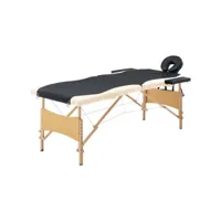 table de massage pliable 2 zones lit de massage  table de soin bois noir et beige meuble pro frco97872