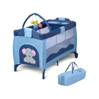 costway lit bébé parapluie lit de voyage pour bébé avec matelas lit pour bébé lit bébé réglable 125 x 66 x 77 cm bleu/café/rose (bleu)