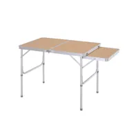 table pliante table de camping table de jardin avec rallonge hauteur réglable aluminium mdf imitation bambou