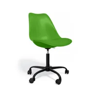 chaise de bureau avec roulettes - chaise de bureau pivotante - structure noire tulip vert