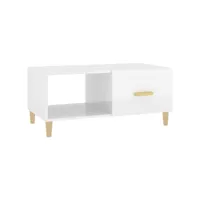table de salon blanc brillant 89,5x50x40 cm bois d'ingénierie