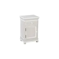 table de chevet 1 porte 1 tiroir bois-gris blanc - perla - l 45 x l 35 x h 72 cm - neuf