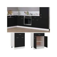 buffet de cuisine zoe - bahut décor armoire de plancher à tiroir noir 60x46x81,5 cm aggloméré
