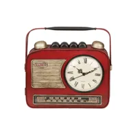 boîte à clefs poste radio avec horloge rouge vintage