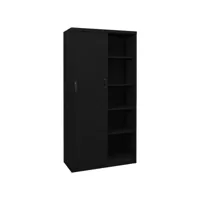 armoire de bureau avec porte coulissante noir 90x40x180cm acier