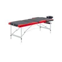 table de massage pliable 3 zones lit de massage  table de soin aluminium noir et rouge meuble pro frco23804