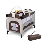 costway lit bébé parapluie lit de voyage pour bébé avec matelas lit pour bébé lit bébé réglable 125 x 66 x 77 cm café
