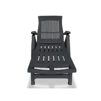 bain de soleil, transat, chaise longue avec repose-pied plastique anthracite togp25205