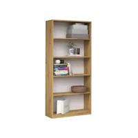 florence - bibliothèque moderne - étagère de bureau classique - dimensions : 182x80x30 - 4 étagères - design simple - chêne
