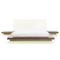 lit japonais bois marron avec led 160 x 200 cm zen 169542