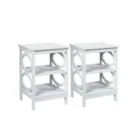 lot de 2 tables de chevet à 3 niveaux table d'appoint en forme o simple et contemporain 40x40x61cm blanc helloshop26 20_0003142