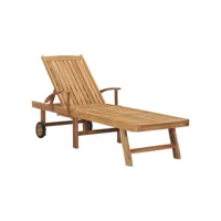 chaise longue  bain de soleil transat bois de teck solide meuble pro frco96152