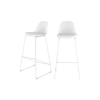 chaise de bar leni blanche 75 cm (lot de 2)
