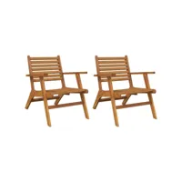 chaises de jardin 2 pcs - mobilier d'extérieur bois d'acacia solide - contemporain