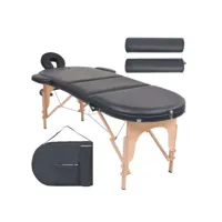 table de massage pliable lit de massage  table de soin 4 cm d'épaisseur et 2 traversins noir meuble pro frco13965