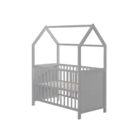 roba lit cabane bébé évolutif 60x120 - certifié fsc - lit bébé et cododo - bois gris