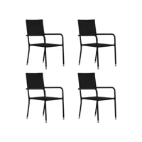 chaises de salle à manger d'extérieur 4 pcs résine tressée noir