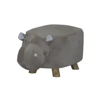 pouf enfant gris tissu doux - hippo 79580035