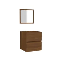 armoire de bain et miroir, meuble de salle de bain, meuble de rangement chêne marron bois d'ingénierie jax72732 meuble pro