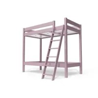 lit superposé 2 places 90x190 avec échelle inclinée bois abc 90x190  violet pastel supabcin90-vip